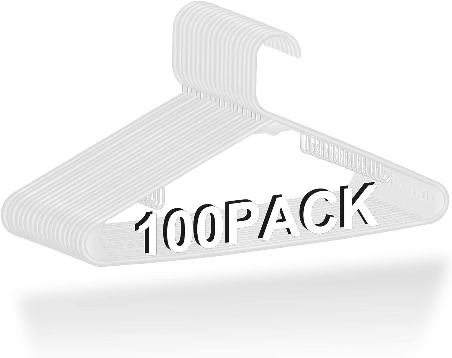 Clothes Hangers 100 Pack Plastic Hangers Coat Hanger Space Saving w/Hooks White