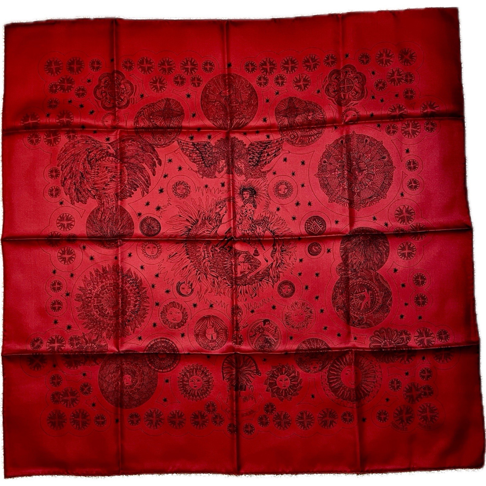 *NEW IN BOX* EXTREMELY RARE Vintage 1994 Red Hermes Le Roy Soleil Silk Scarf