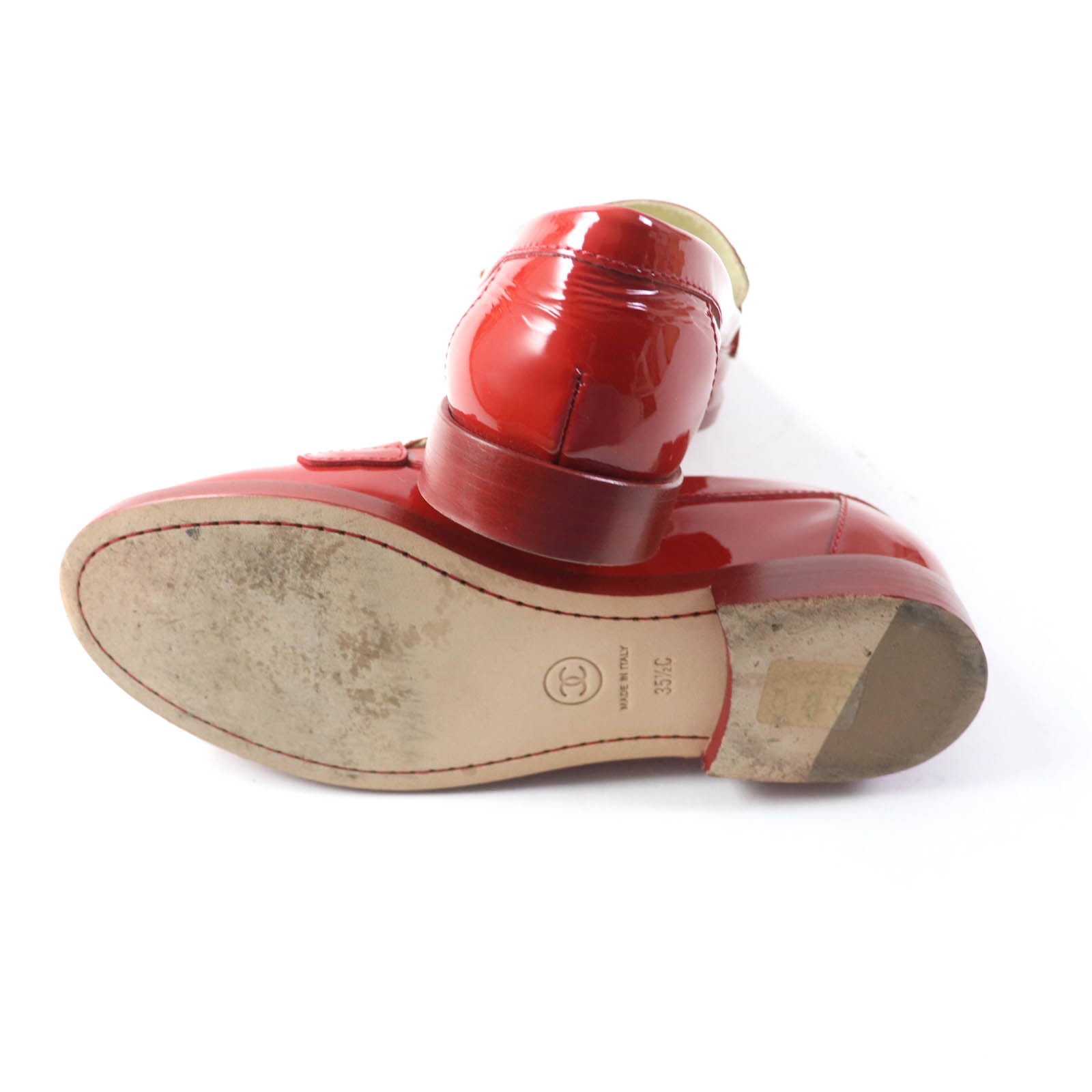 Chanel Patent Leather Loafers Red Silver 35 1/2C – DUTY FREE