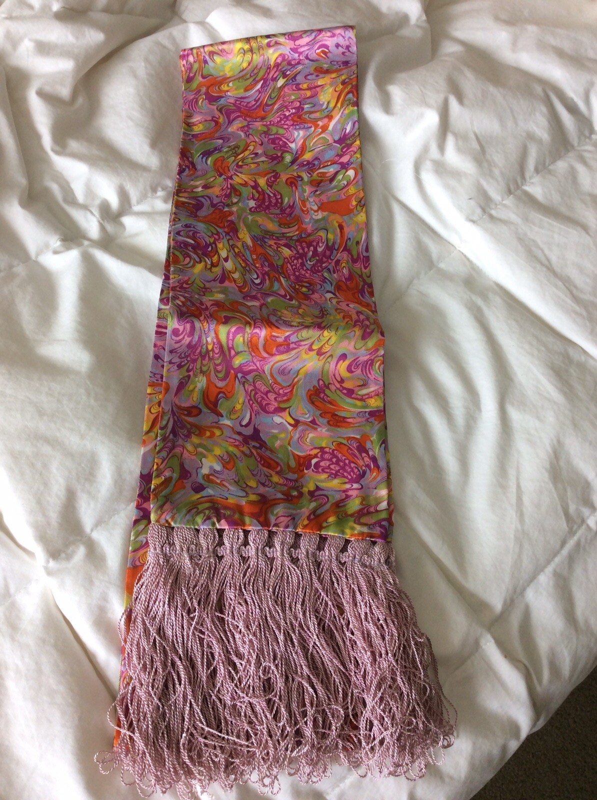 Opera Scarf Sash Psychedelic Fringed Modern Art Double Sided Retro