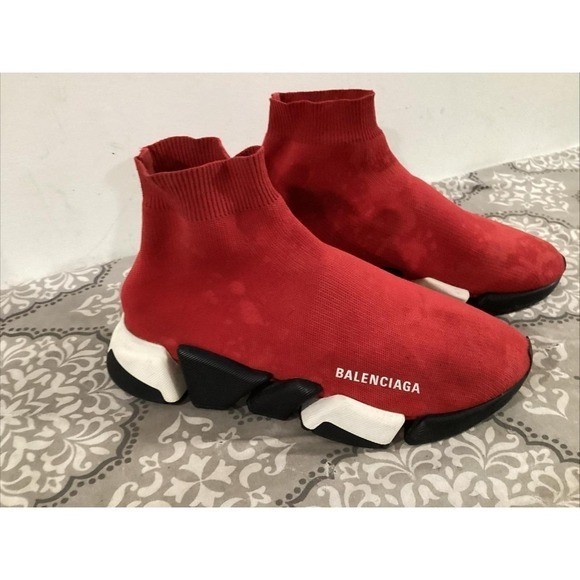 Balenciaga New Recycled Speed 2.0 Low-Top Sneakers in Red/White/Black 40