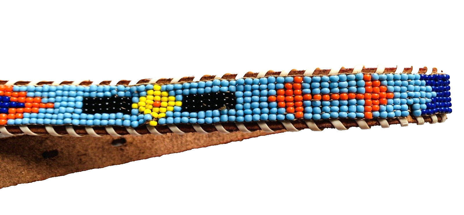 Vintage Unisex Waist 36″ to 40″ Leather Beaded Canada Western Belt Med-L ? Read