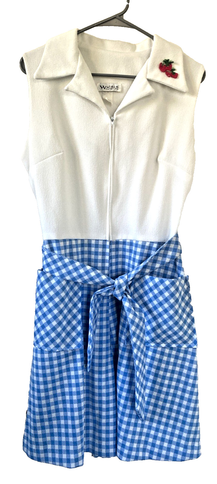 VTG Women’s 70s Blue Gingham Romper Dress Sz 16 Walden