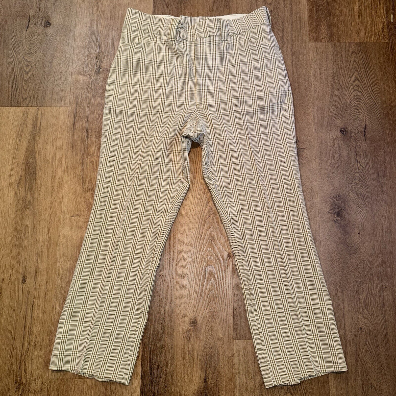 1960s Pants Mens Vtg 60s Madmen Rat pack Disco Plaid Polyester Mod MCM 35 27