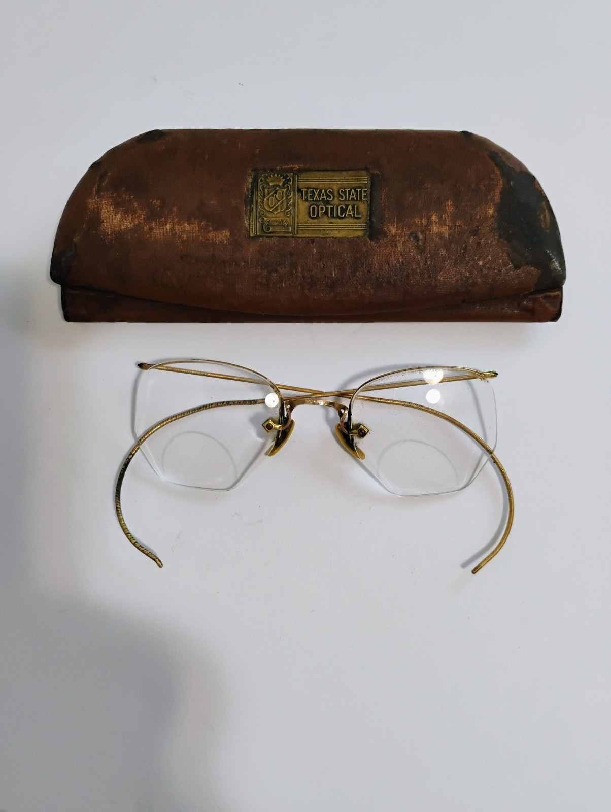 Vintage/Antique Artcraft Bifocal Eyeglasses Wire Frame Half Octagon 12 KT GF