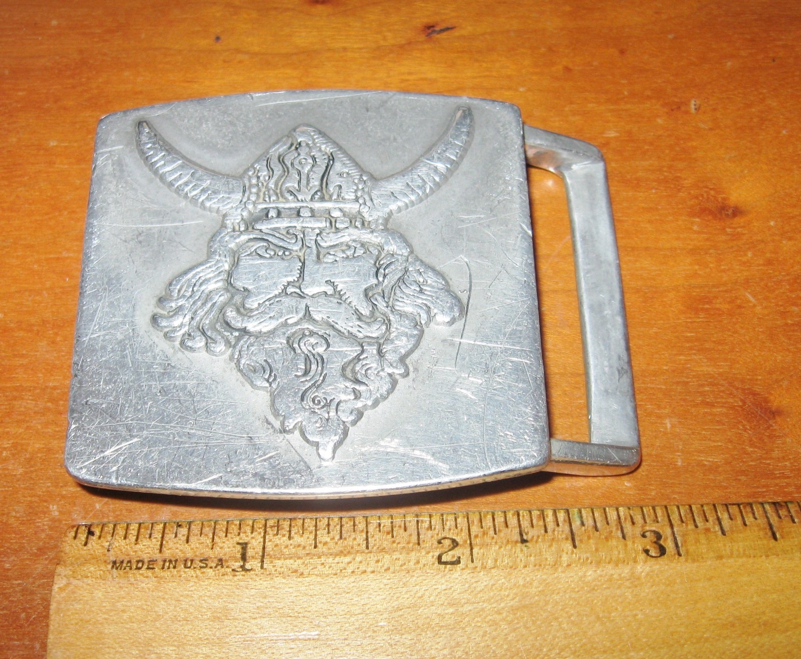 Vintage Viking Norse Warrior Pewter Belt Buckle John E McCann Wenham MA 2.75″