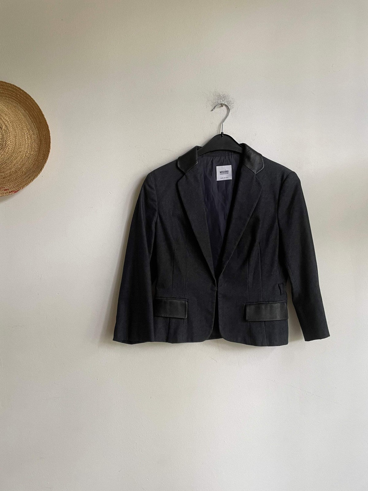 Vintage Moschino Cheap and Chic Blazer – Structured Wool Jacket with Leather Tri