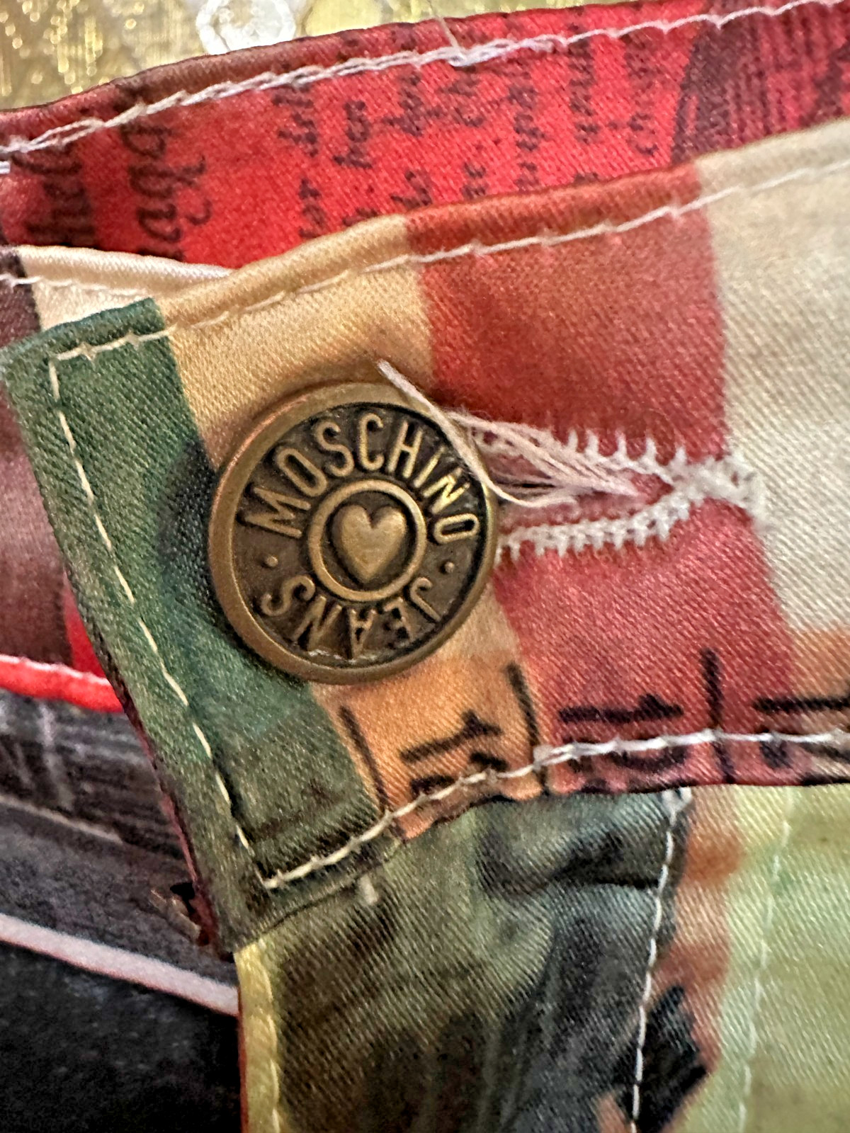 Vintage Moschino Jeans Mona Lisa Art Pants 90s Size 29 Rare
