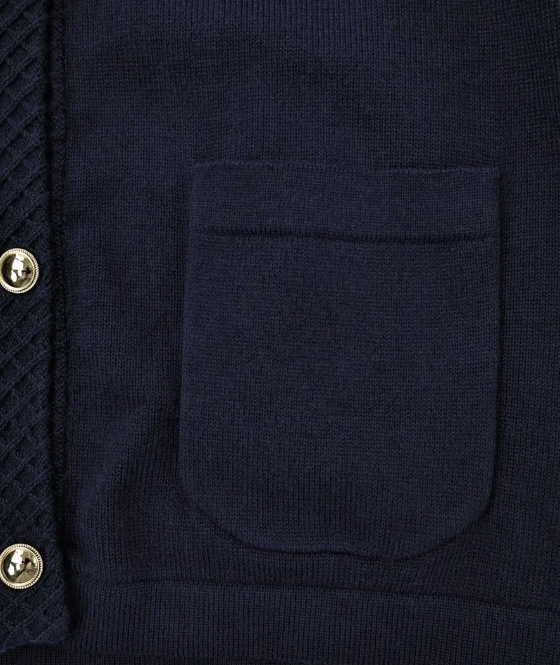 Chic Old Money Style Crew Neck Summer Jacket- NEW Navy Blue W Golden. Buttons