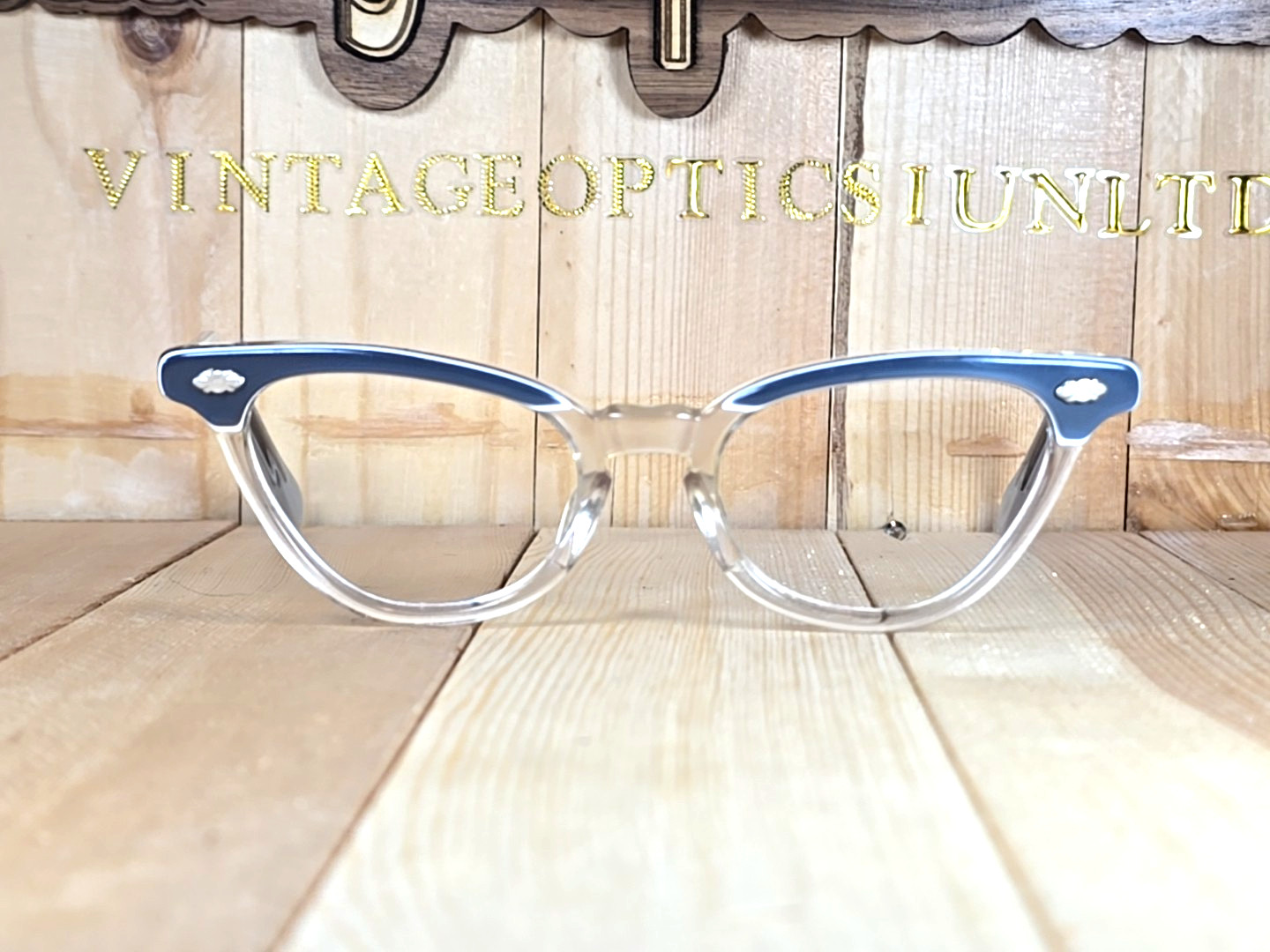 MB Optical Vintage Mid Century Two Tone Womens Cat Eye Eyeglasses Frame.NOS.