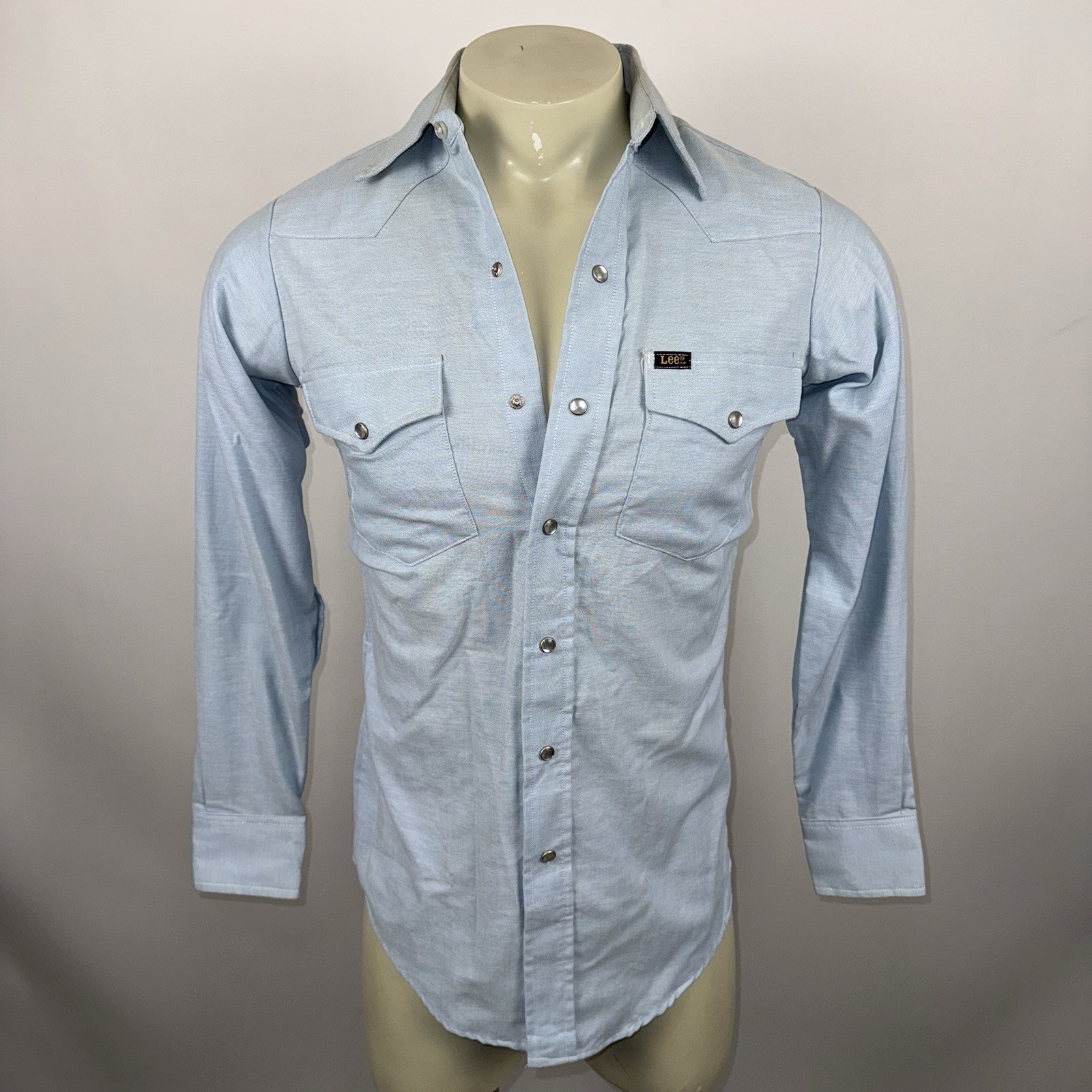 Vtg 70s Lee Pearl Snap Shirt Mens Oxford Western Cowboy Rockabilly USA 14.5 33