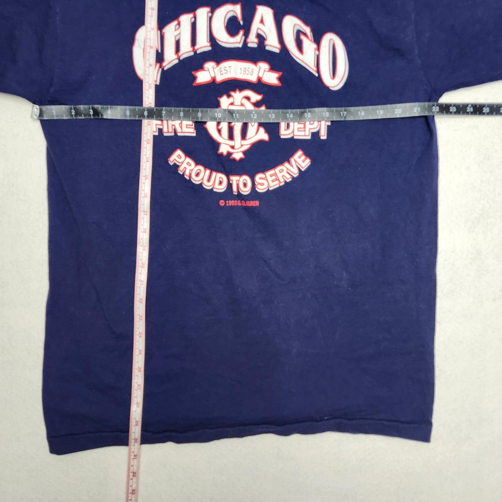 90s Chicago Fire Department Single Stitch T Shirt USA Navy Blue Mens XL Vintage
