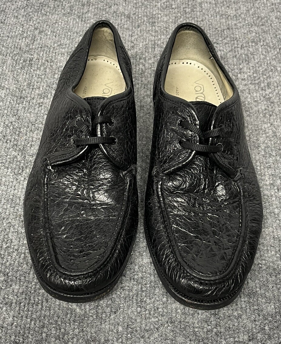 Varese Men’s 40 Shoes Black Leather Vero Cuoio Made In Italy Lace Up Vintage