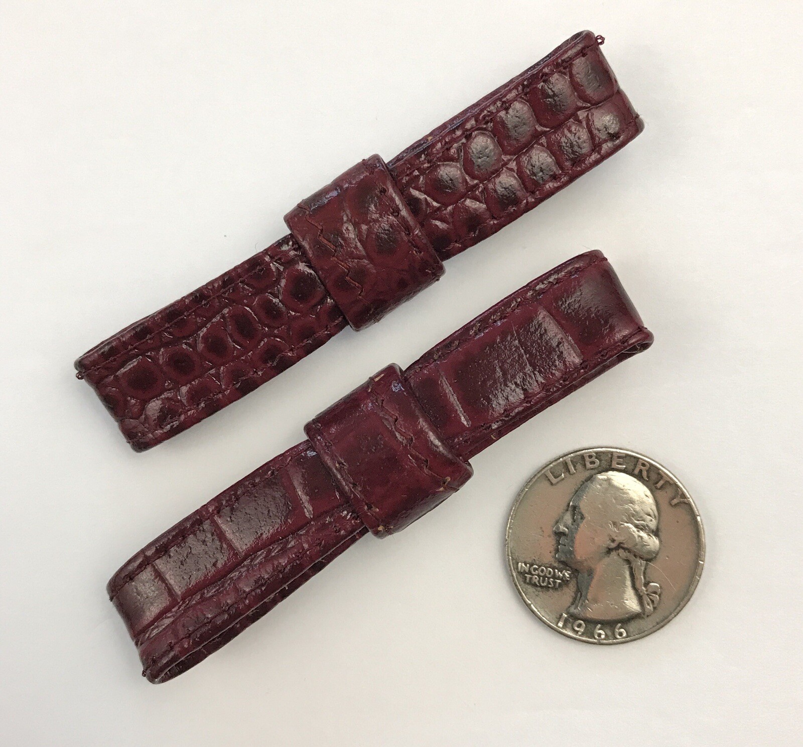 2 Delsol Vintage French Hair Bow Barrette Faux Croc Gator Skin Deep Plum France
