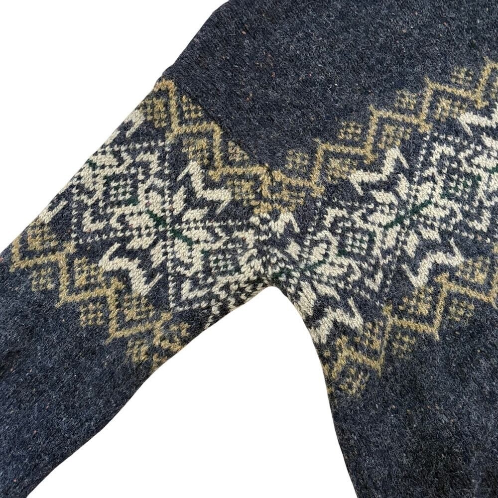 Vintage Lambswool Sweater Nordic Fair Isle Knit Alpine Scandinavia Snow Large