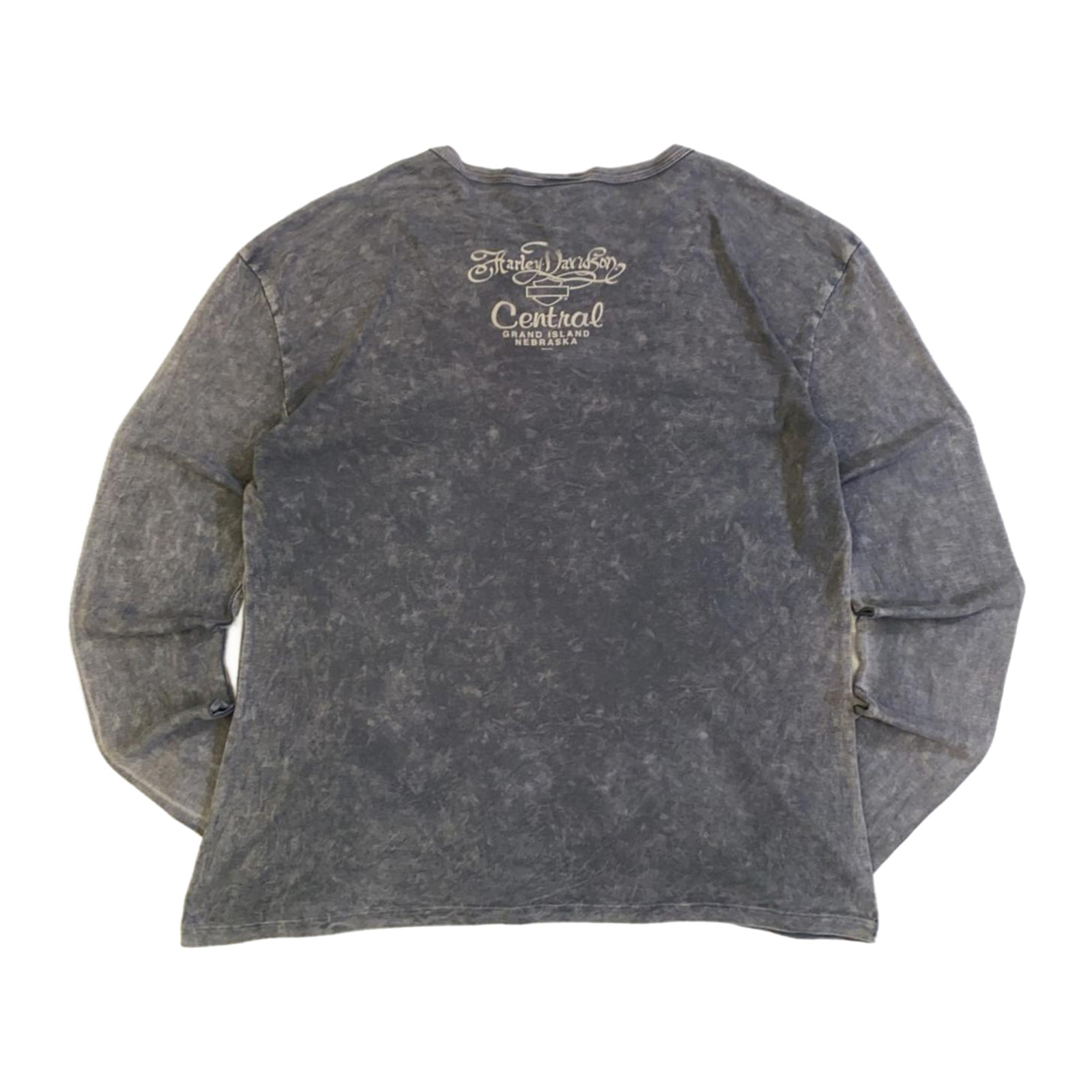 Harley Davidson Y2K Filigree Logo Long Sleeve T Shirt Grey 2XL