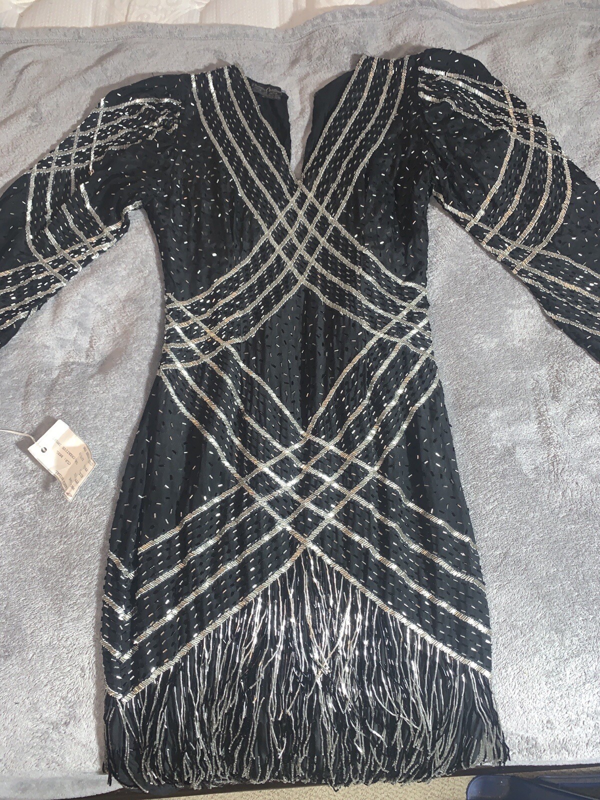 NEW Vintage Creative Creation Sequin Beaded Silk Dress