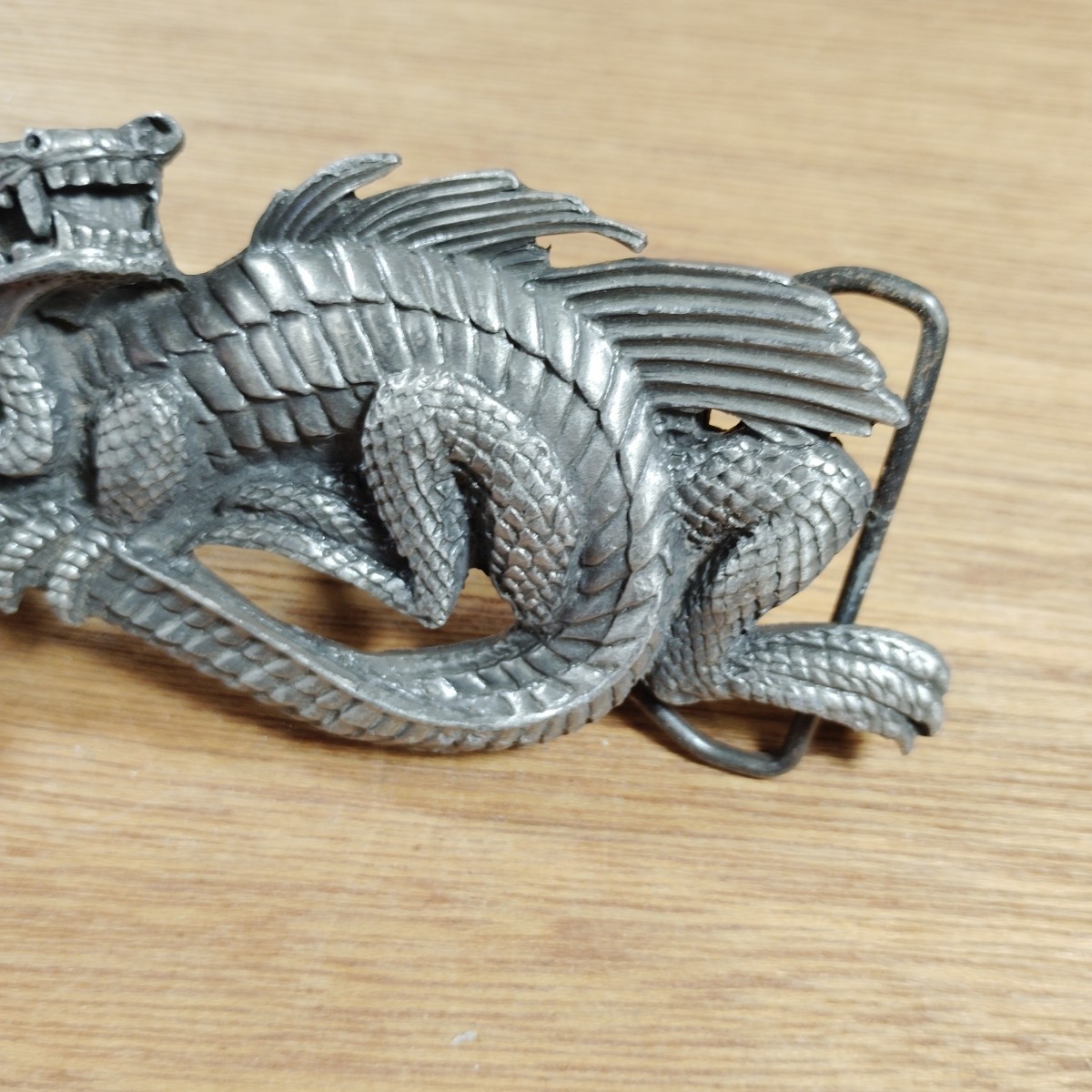 Vintage Vinegarron Belt Buckle DRAGON SERPENT MEDIEVAL Pewter Gargoyle