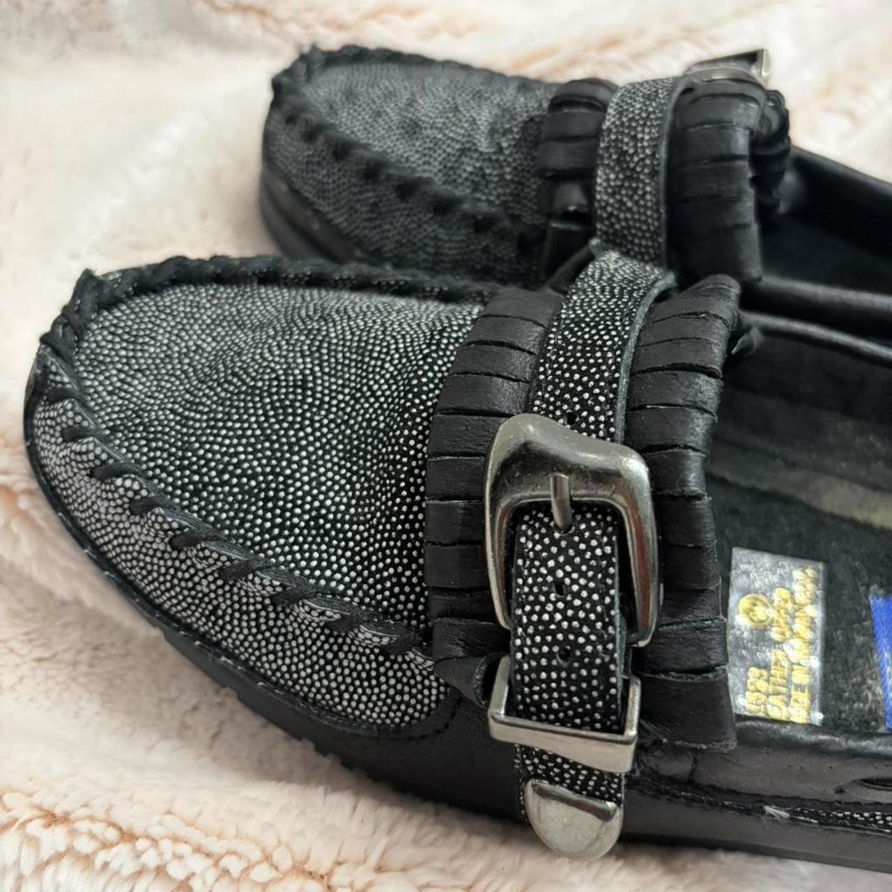 Vintage 90s Giorgio Brutini Stingray Print Kiltie Loafers Western Buckle Men’s 8