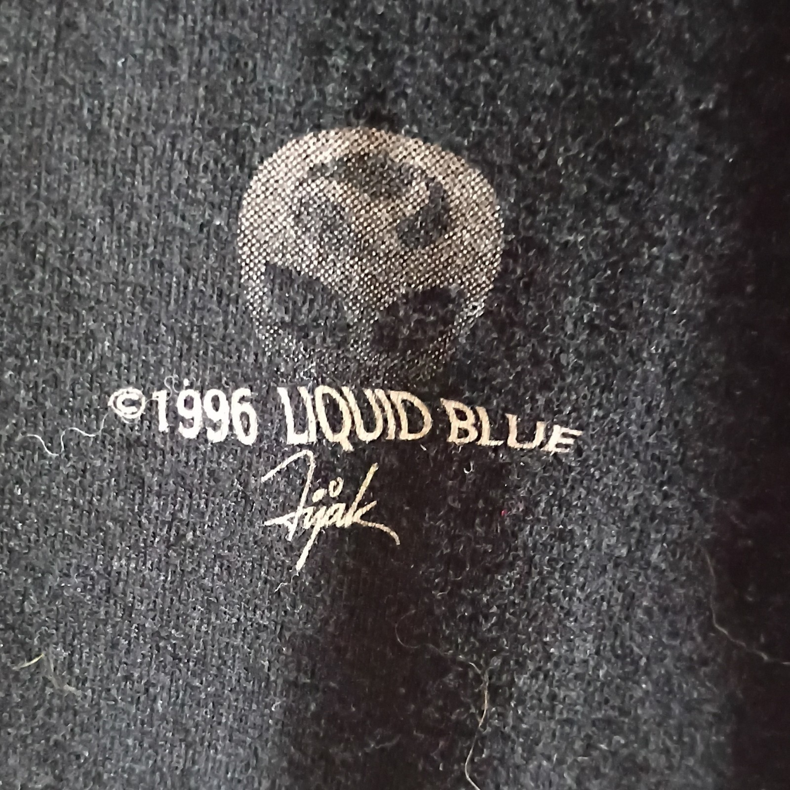 Vintage Liquid Blue 1996 Alien UFO Graphic Tee Black Short Sleeve T-Shirt XL