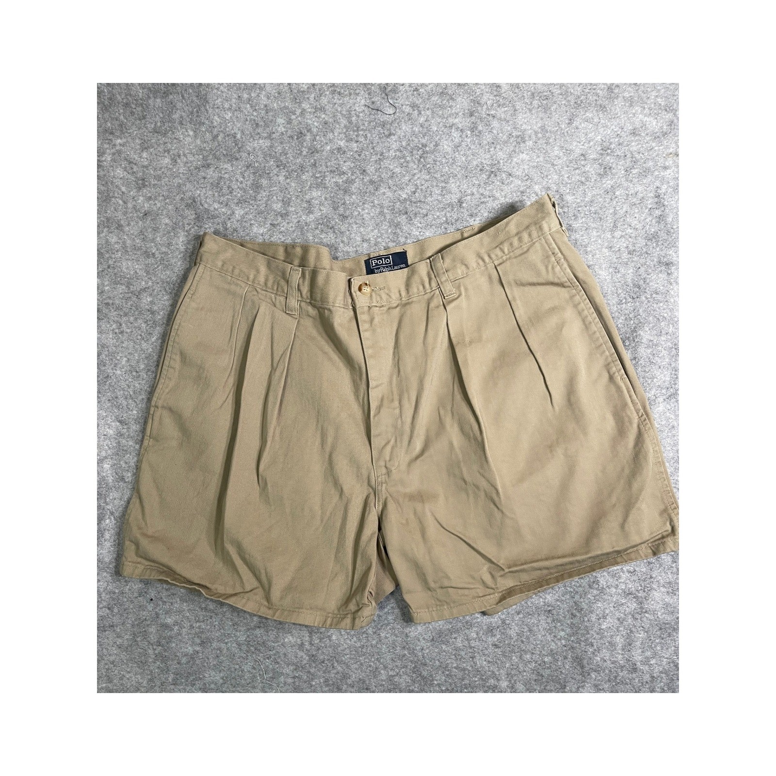 Vintage Polo Ralph Lauren Mens 38 Tan Chino Shorts Cotton Twill Khaki