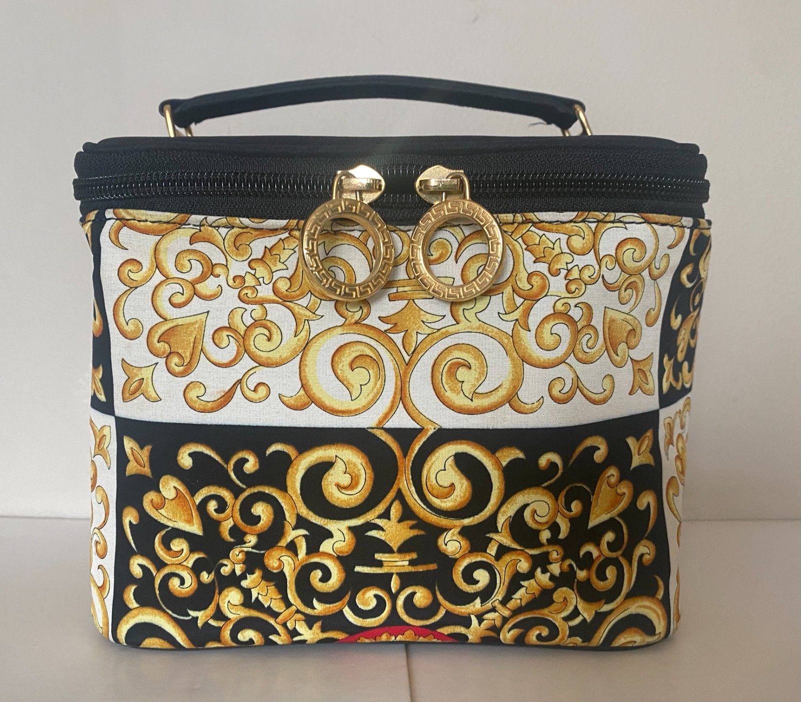Vintage Gianni Versace Baroque Floral Vanity Case Medusa Handbag, Excellent Cond