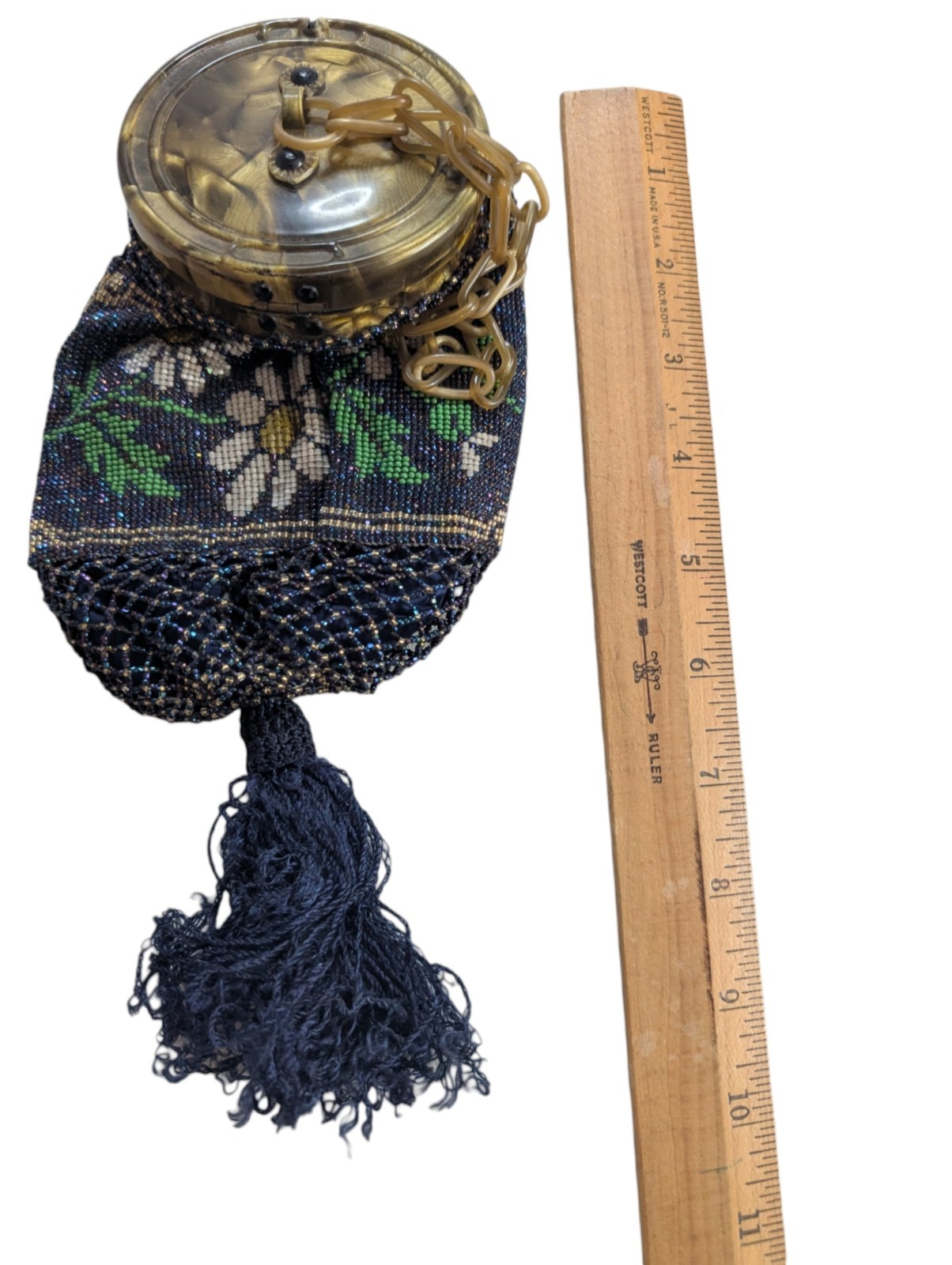 Vtg Art Deco Micro Beaded Purse Bag Daisy Victorian Lot 4 Celluloid Glass Pastel