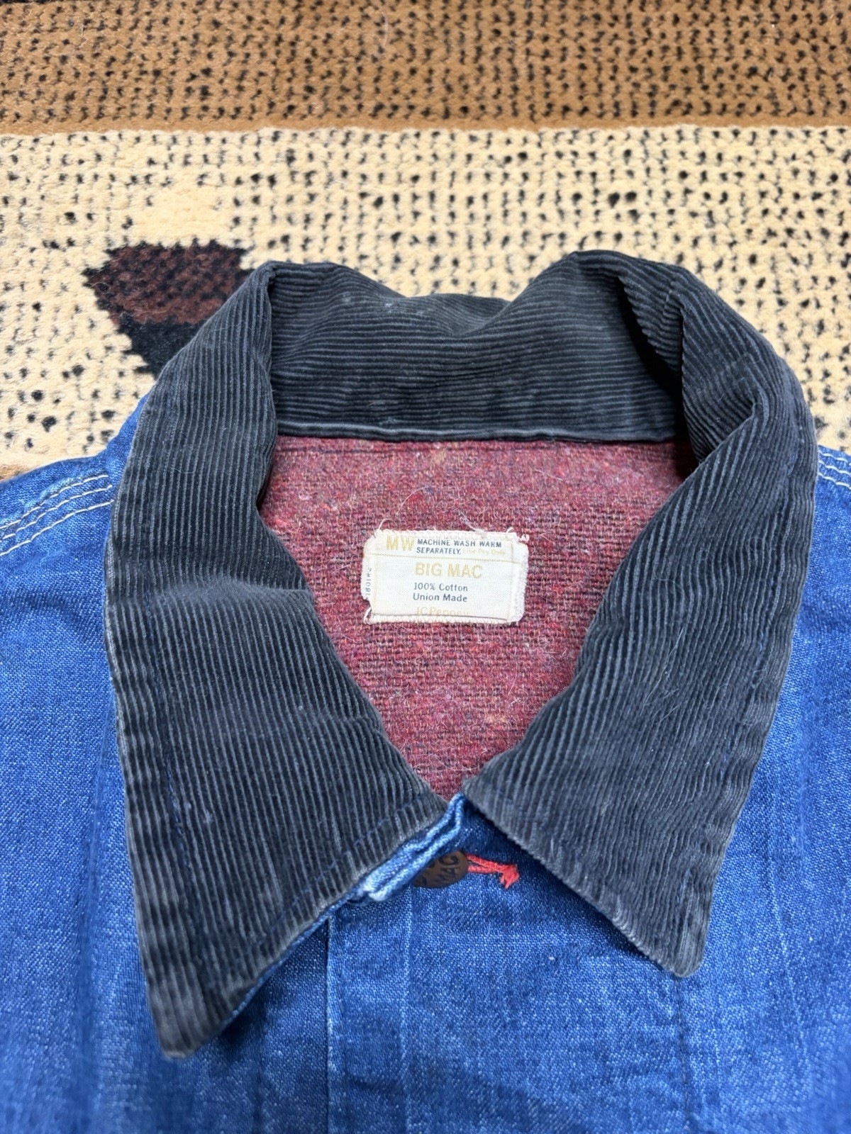 Vintage 60s Big Mac Sanforized Penneys Lined Denim Chore Coat Jacket Size XXL