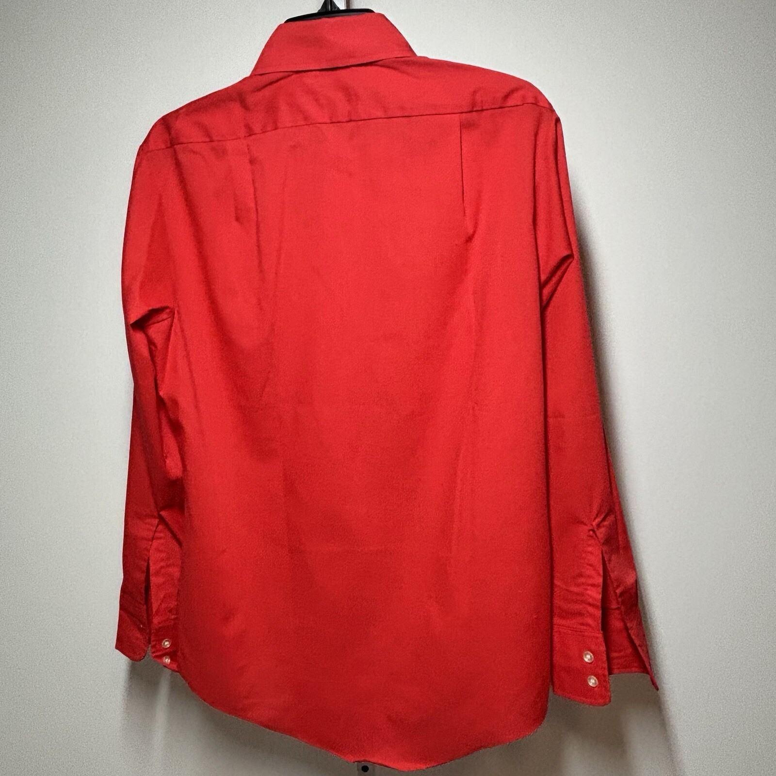 Vtg Le Chevron Red Polyester Cotton Men’s Button Up Shirt Fit Size M Read Desc