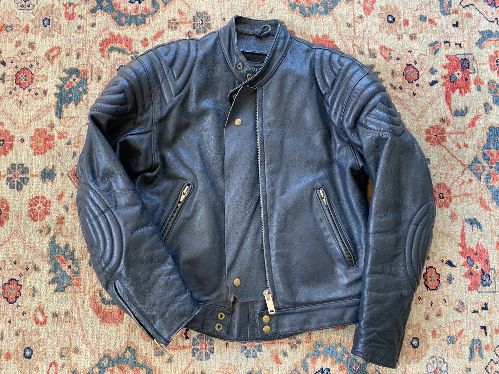 vintage MARS (Australian) BLUE leather motorcycle Jacket 1980s cafe racer 40*
