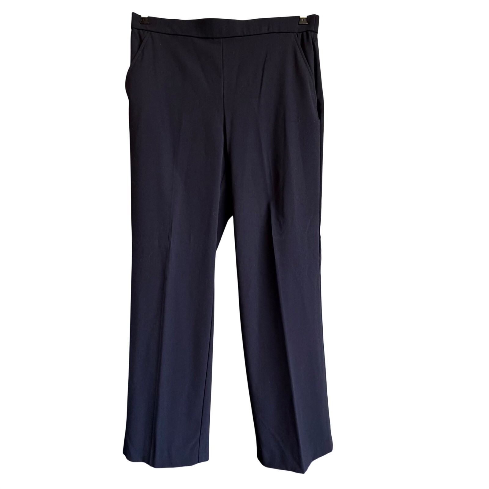 Vintage 90s Sag Harbor Navy Blue Polyester Blend Straight Leg Trousers Size 8