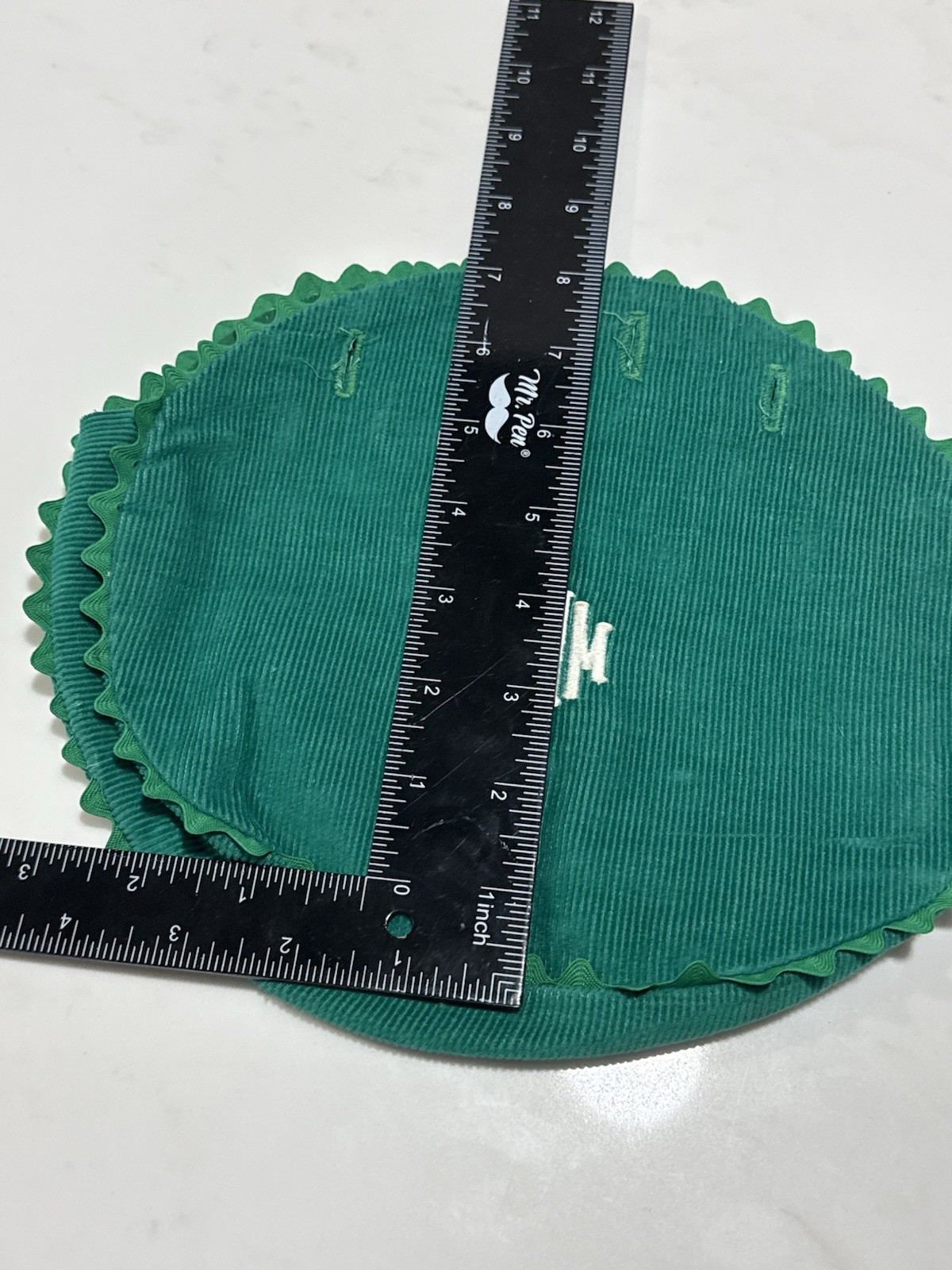VTG 80s Preppy Green Corduroy Bermuda Bag Cover Unicorn Ric Rac SWM Monogram A