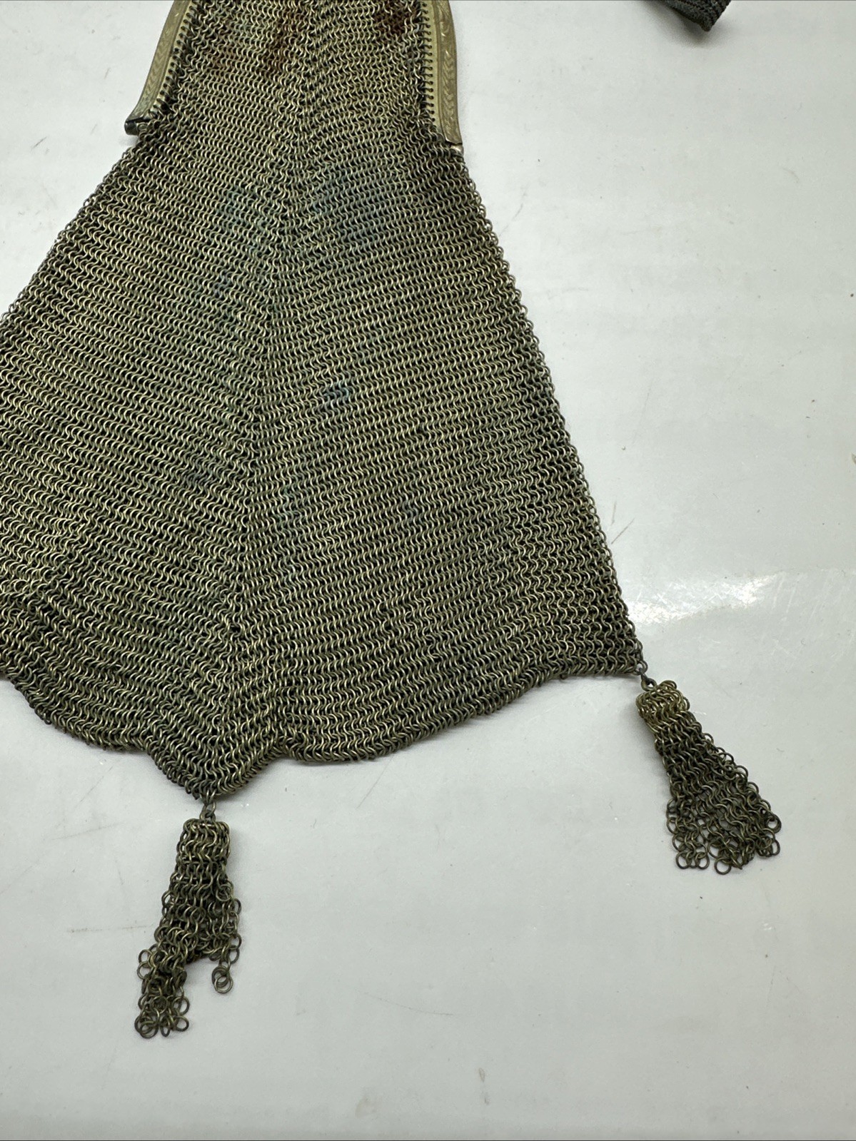 Antique 1920 Whiting and Davis Mesh Bag fine chain mail gold tone flapper purse