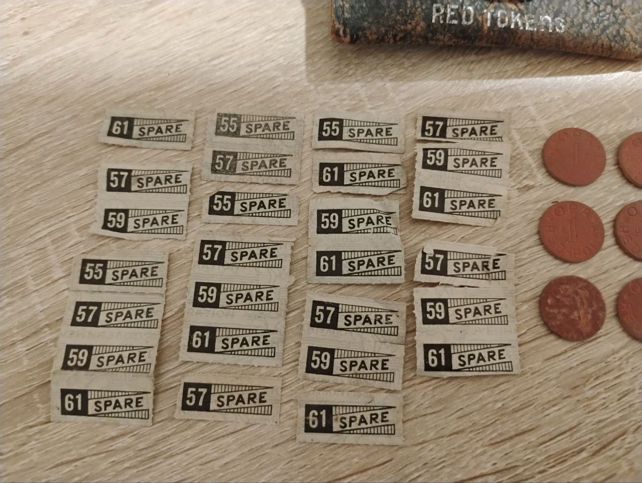 Vintage Coins Arcade Tokens Set 15 Red Point w/ Pouch & Spare Labels