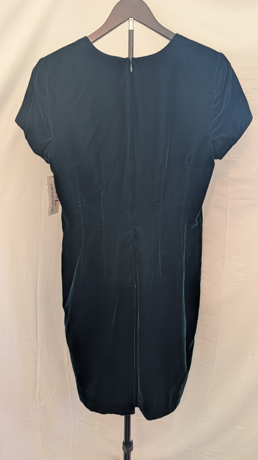 Vintage Deadstock Liz Claiborne Velvet Dark Teal Body Con Dress Size 12