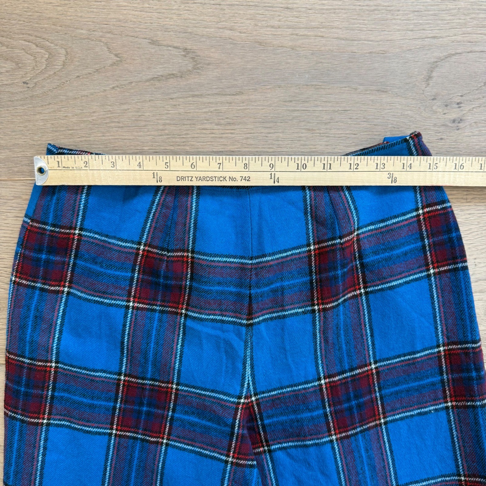 Vintage Pendleton Wool Plaid Pants Blue Red High Waisted Straight Leg Sz 16 USA