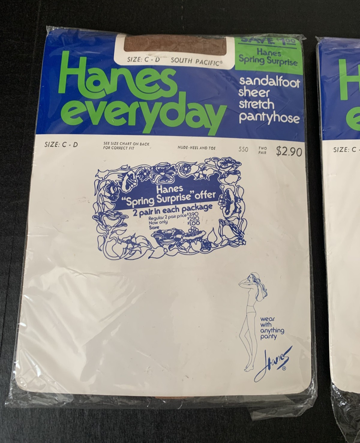 4 pair Vtg Hanes Everyday Pantyhose South Pacific Sheer Stretch Sz C-D