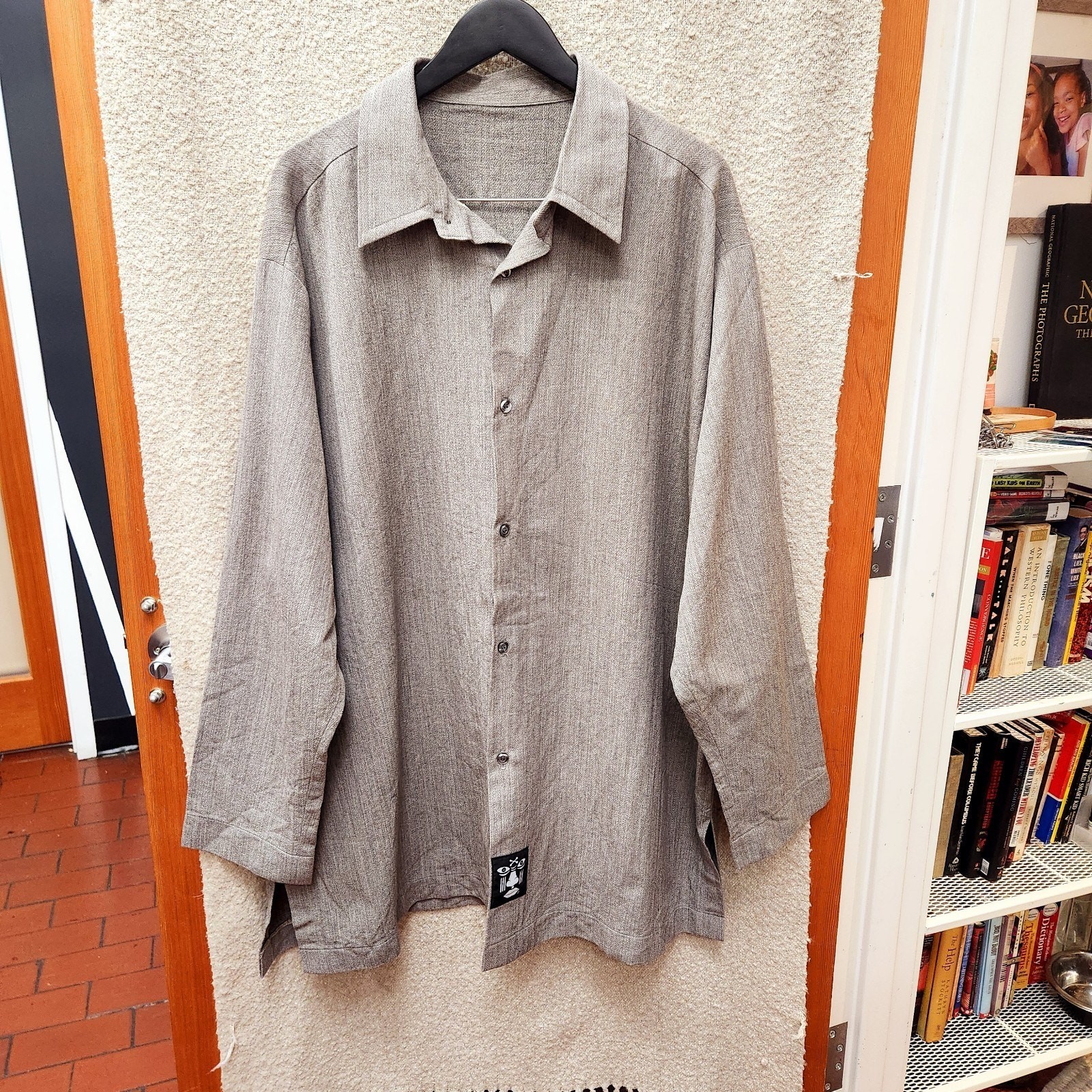 Vintage 1990s Moshood Classic Button Up Gray Loose Shirt Men’s 3XL Brooklyn NY