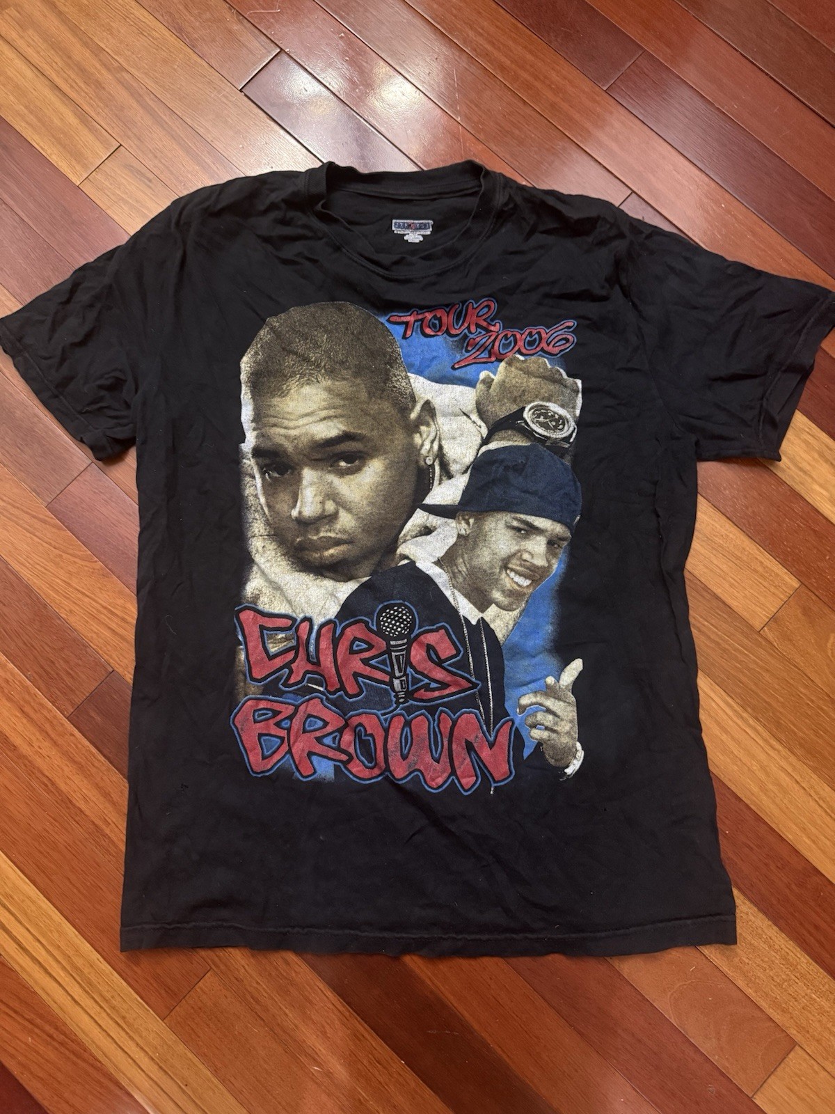 Chris Brown Tour 2006 Double Sided Rap Tee Russell Athletic Black