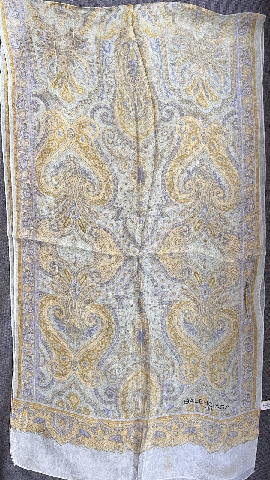 Balenciaga Silk Scarf/Long Shawl/Neck Wrap/ Paisley Patterns Retro Luxe VTG