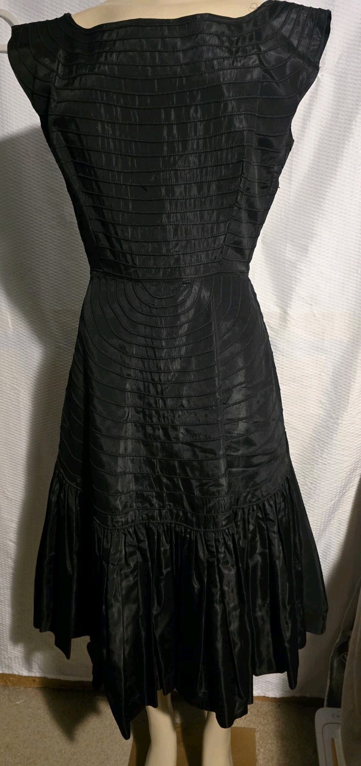 Vtg 1950’S Kasper Of Arnold Fox Black Taffeta Designer Dress MCM Size S/M