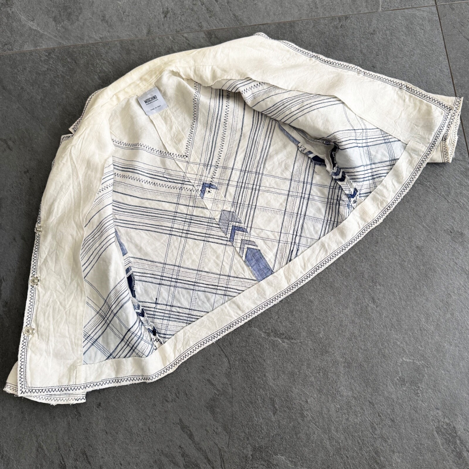 MOSCHINO CHEAP AND CHIC Linen Striped Nautical Cropped Jacket