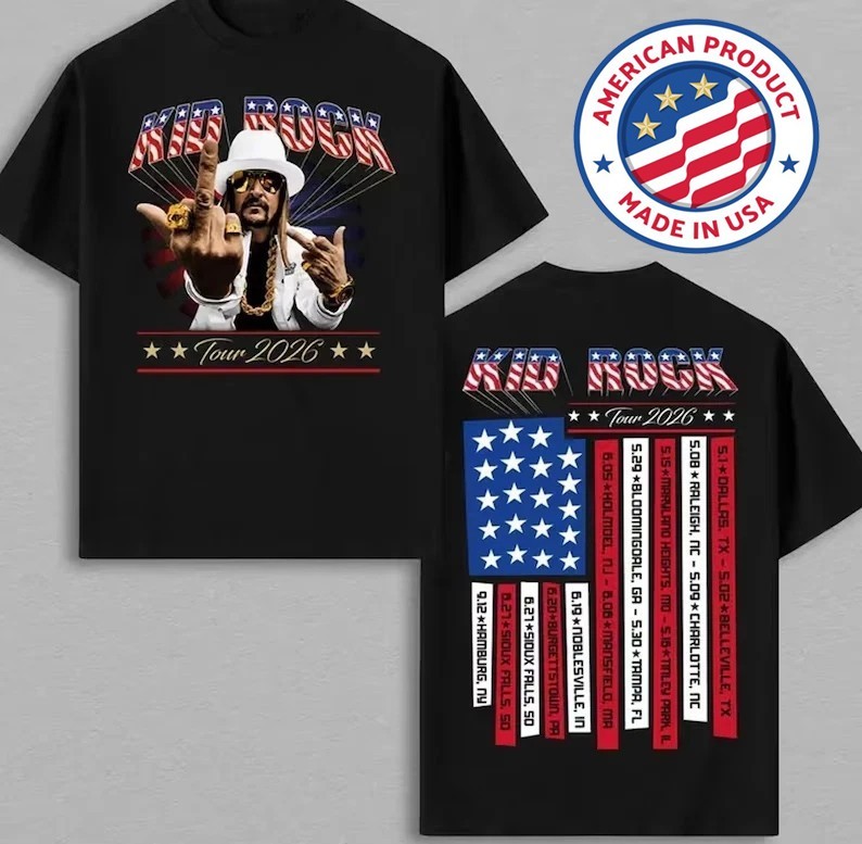 Kid Rock 2026 Freedom 250 Tour T Shirt, Merch 2026 Shirt Reprint SG94333