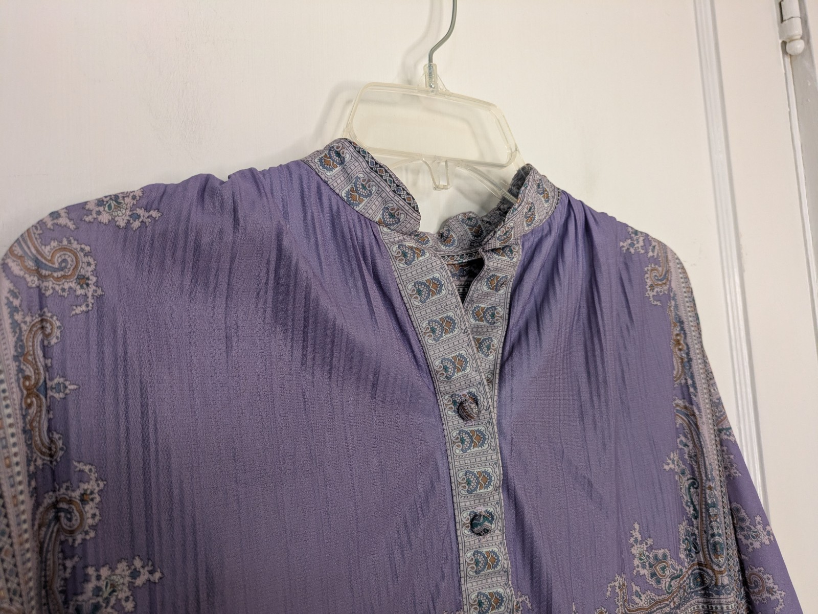 VTG 70s Hal Ferman Paisley Dress Size 10 Purple Cottagecore Boho Prairie Union