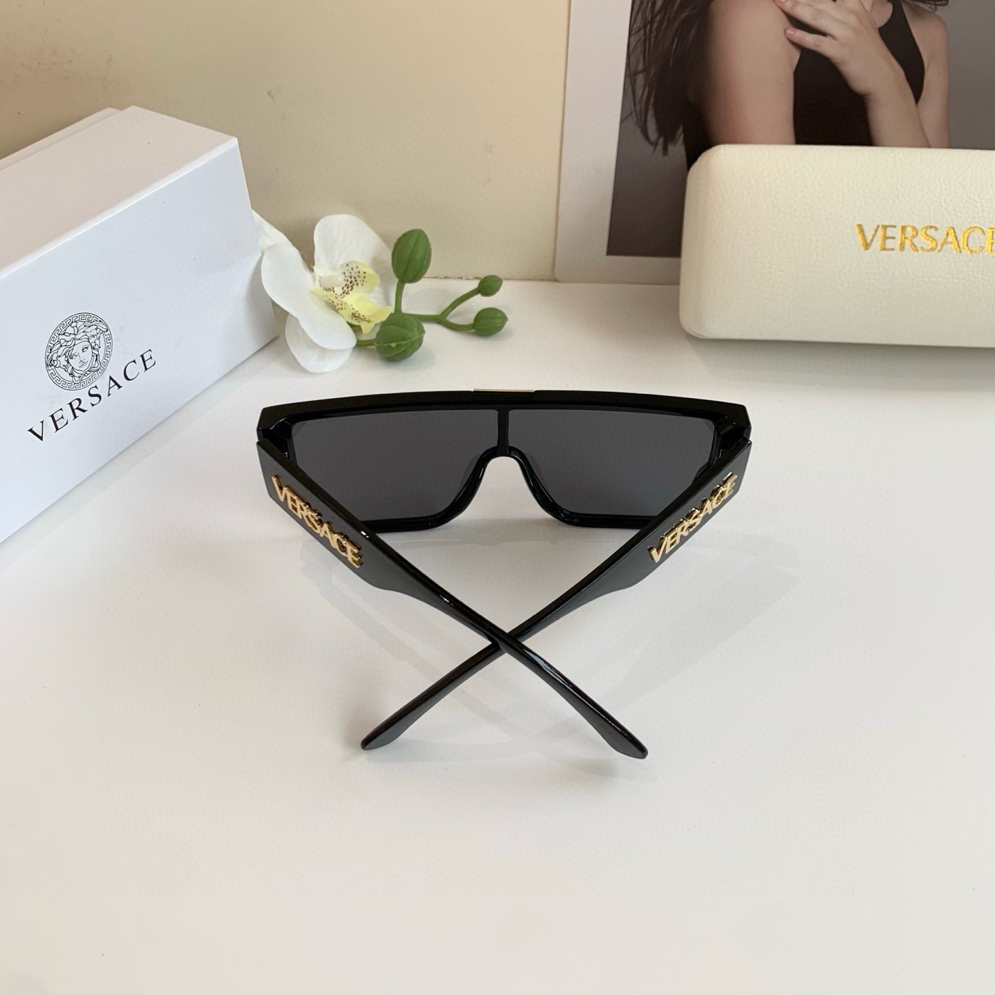 Versace Classic 4693 55 16-138mm Unisex Black Rectangular Sunglasses New