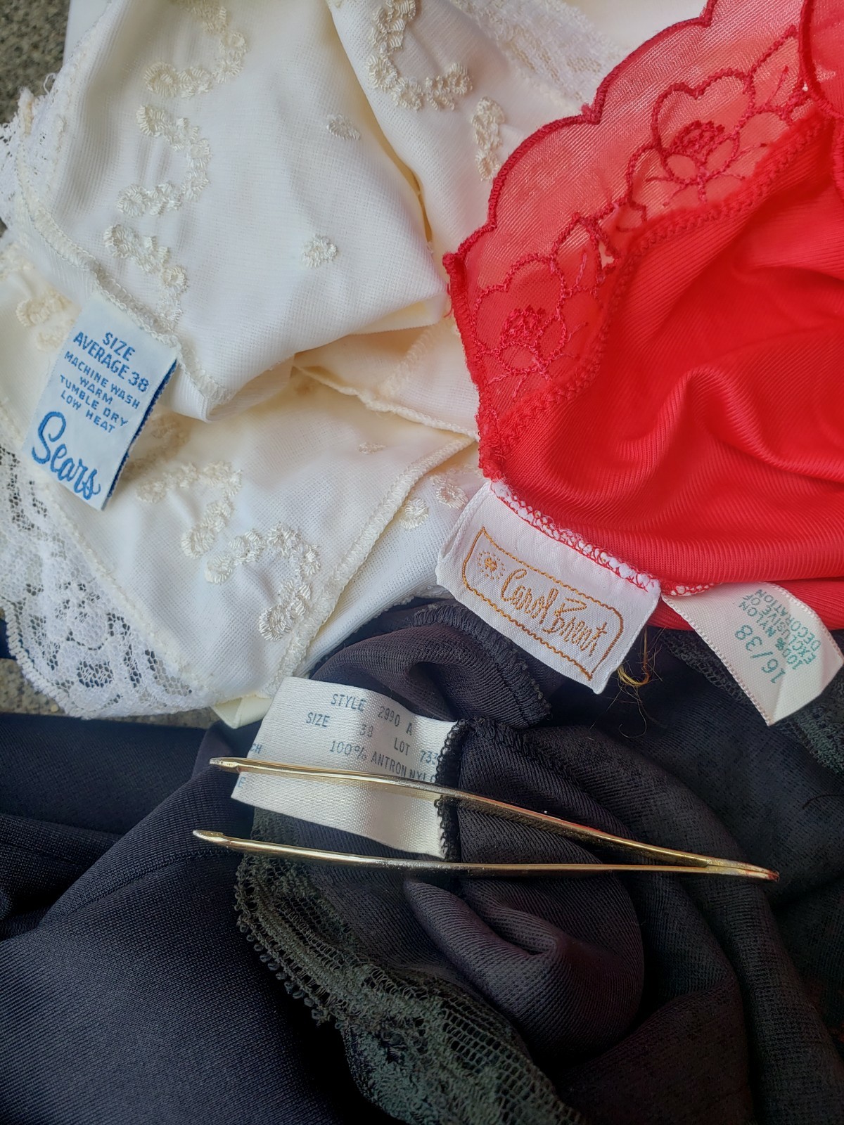 Lot of Three Vintage Slips Size 38 Carol Brent Wondermaid Sears Red Black White