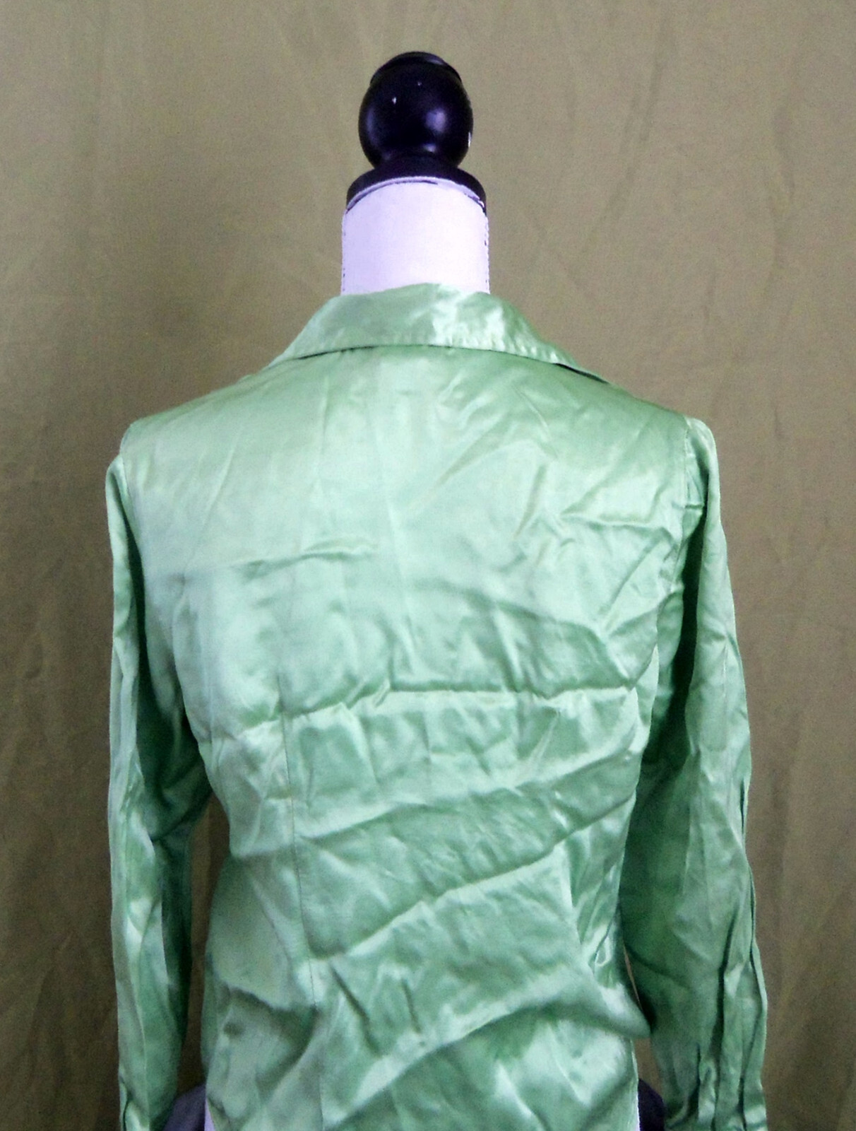 Vintage 90s “lime” green acetate/rayon satin blouse. Notations brand