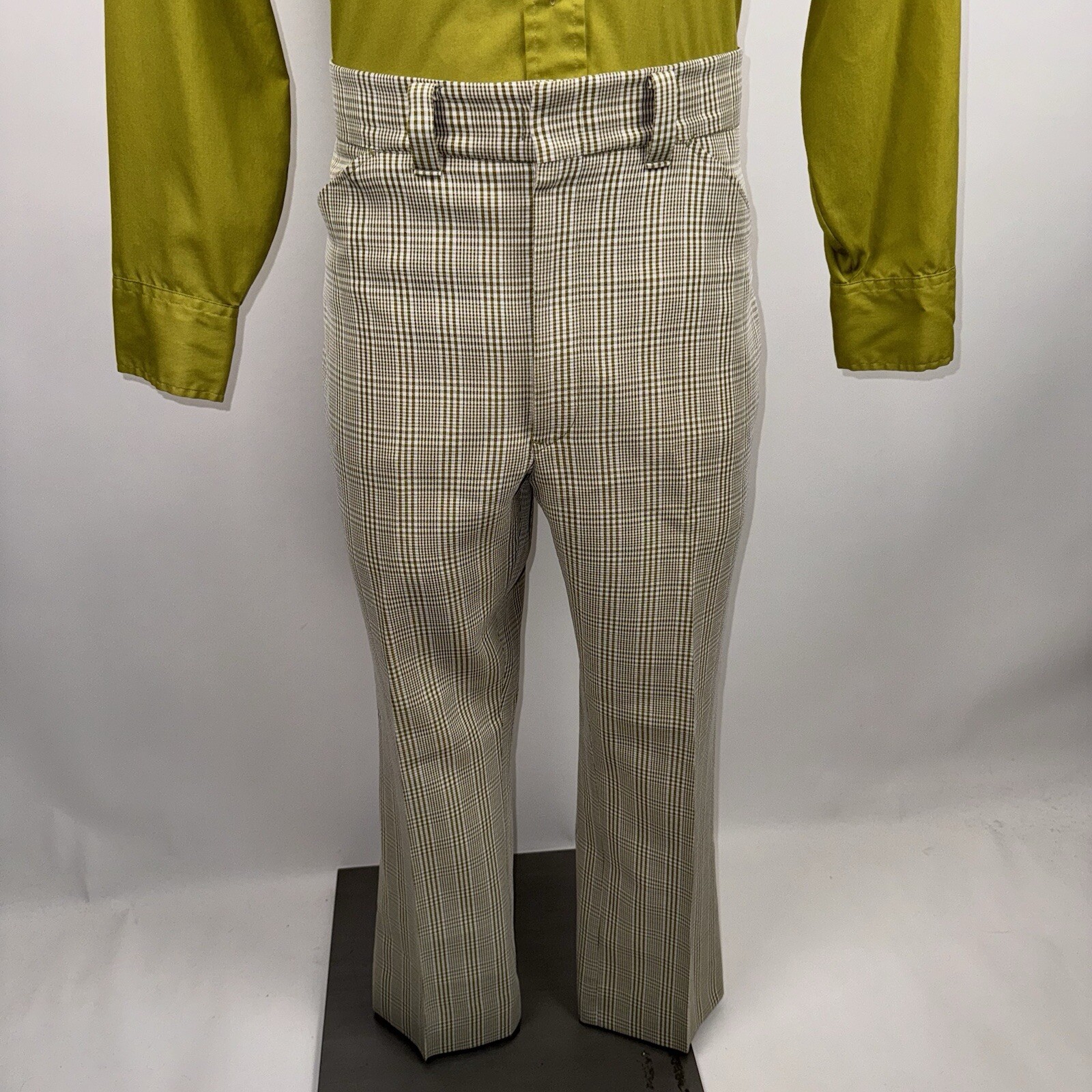 1960s Pants Mens Vtg 60s Madmen Rat pack Disco Plaid Polyester Mod MCM 35 27