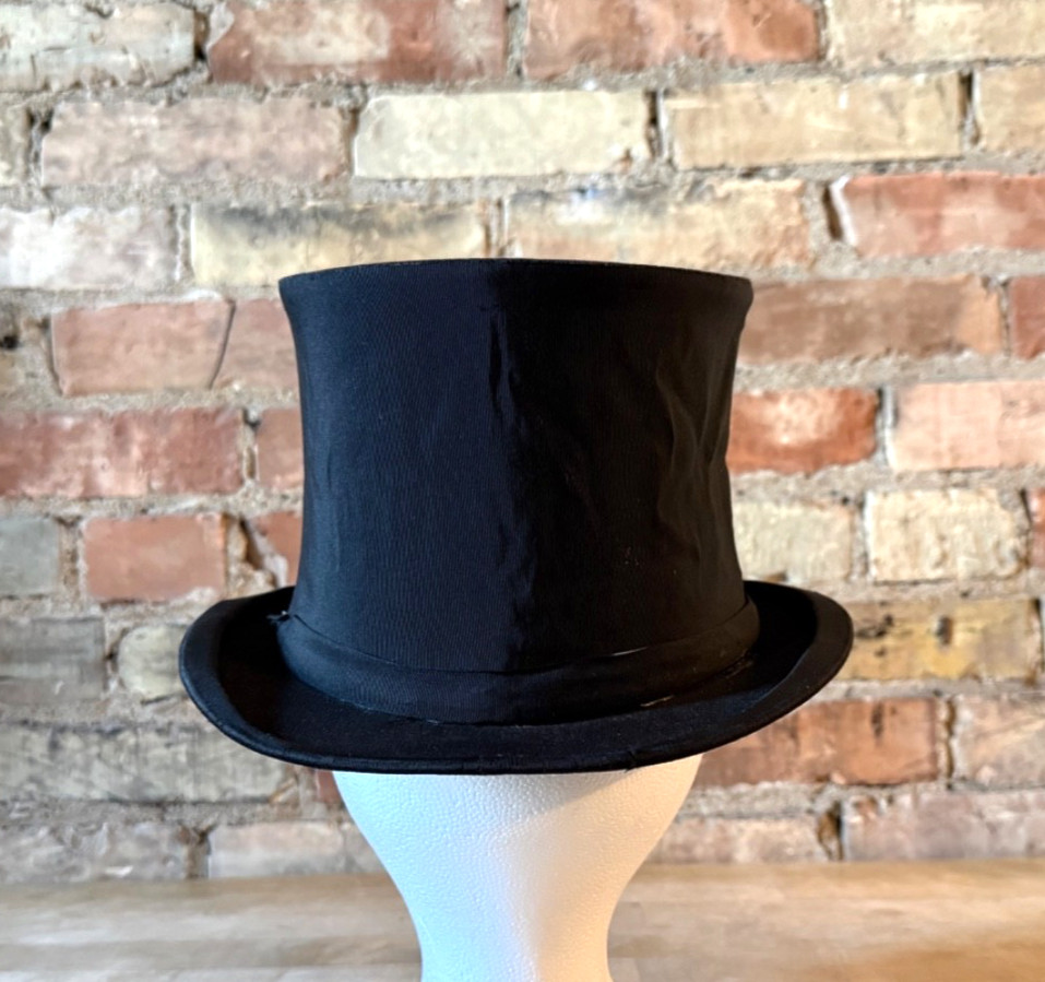 VTG Antique Dayton Men’s Store Black Collapsible Pop-Up Top Hat – 6 1/2