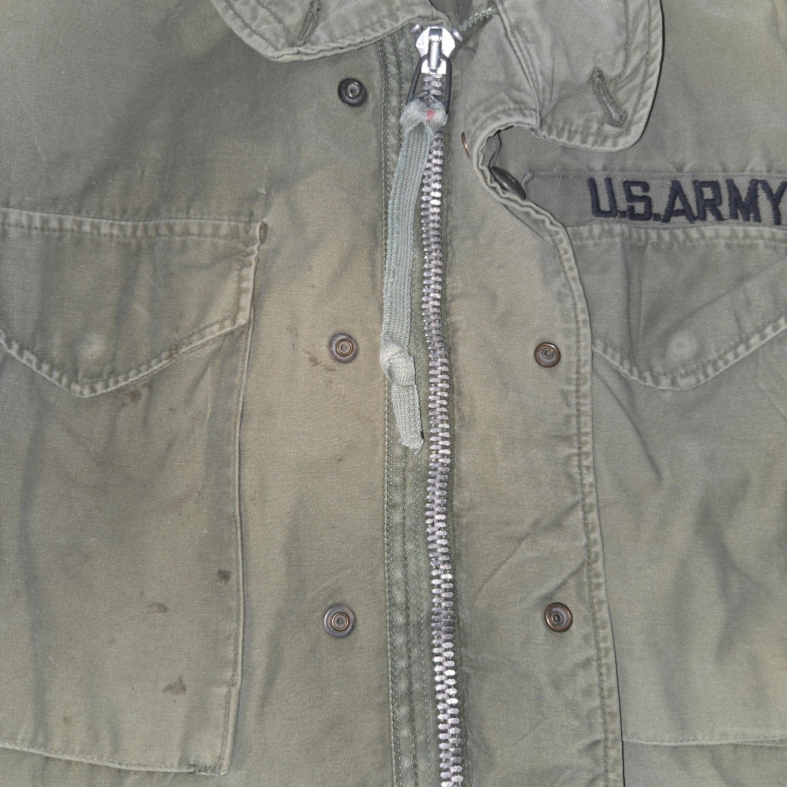 Vintage US Army Field Jacket Olive Drab Distressed Military M-65 Style Coat Mens